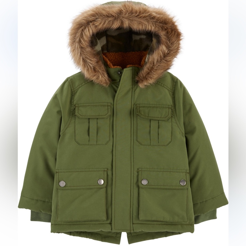 Carters toddler hooded parka winter coat 3t faux fur